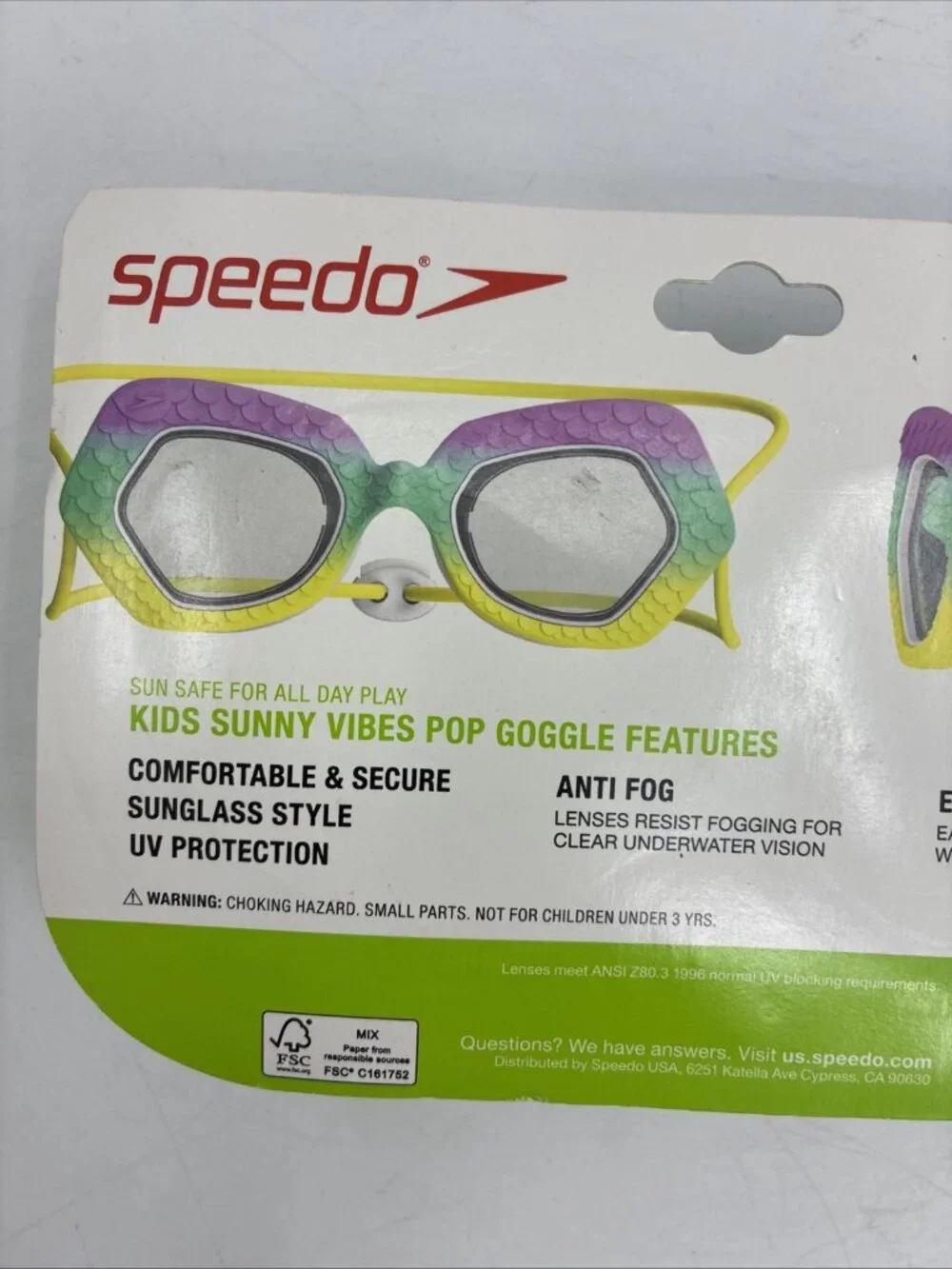 Speedo Kids Sunny Vibes Pop Swim Goggles Purple Green Ages 3-6 New